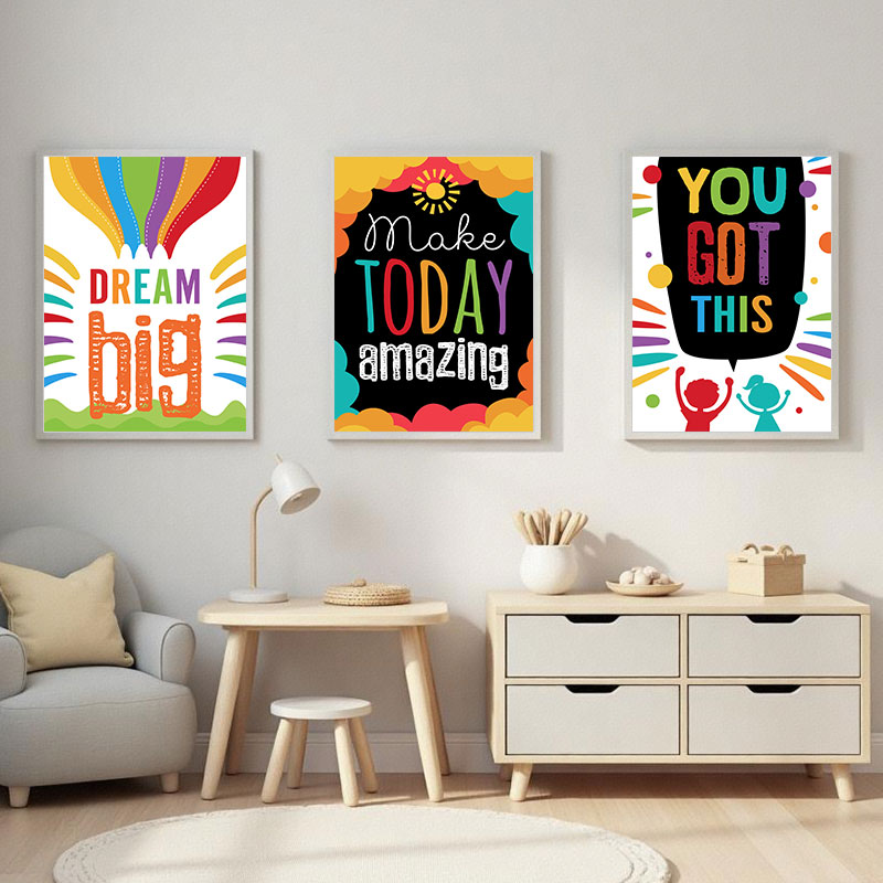 Inspirational Kids Education Quotes - Colorful Cute Dream Big Quotes Canvas