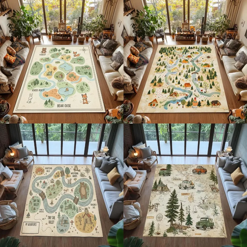 Kids Education World - Vibrant Interactive Kids World Map Rug