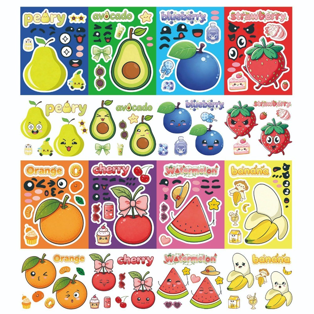 Kids Education Store - 8 Sheets Make Face Cute Cartoon