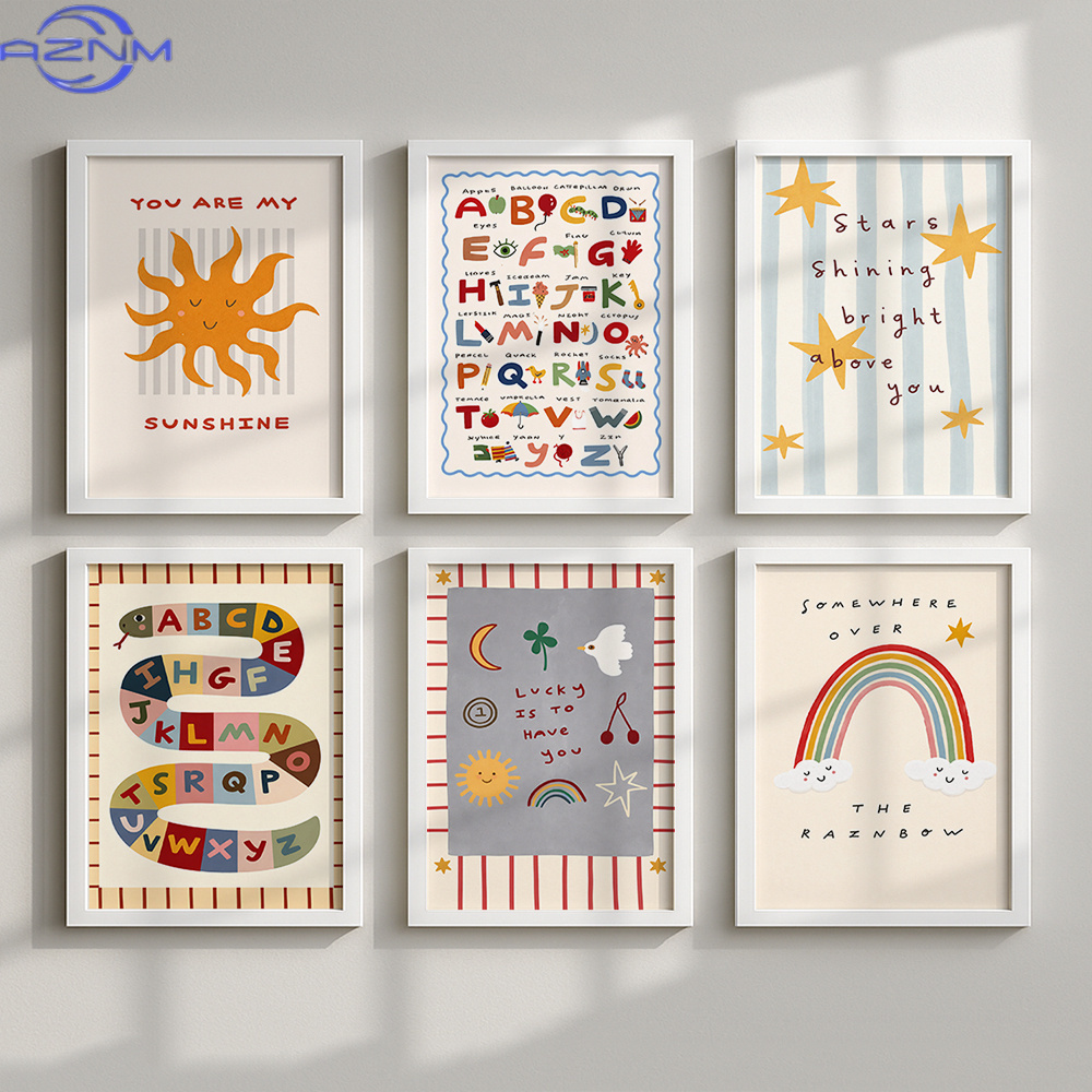 Set of 6 Canvas Poster Nursery - Inspirational Kids Education Quotes recension och pris