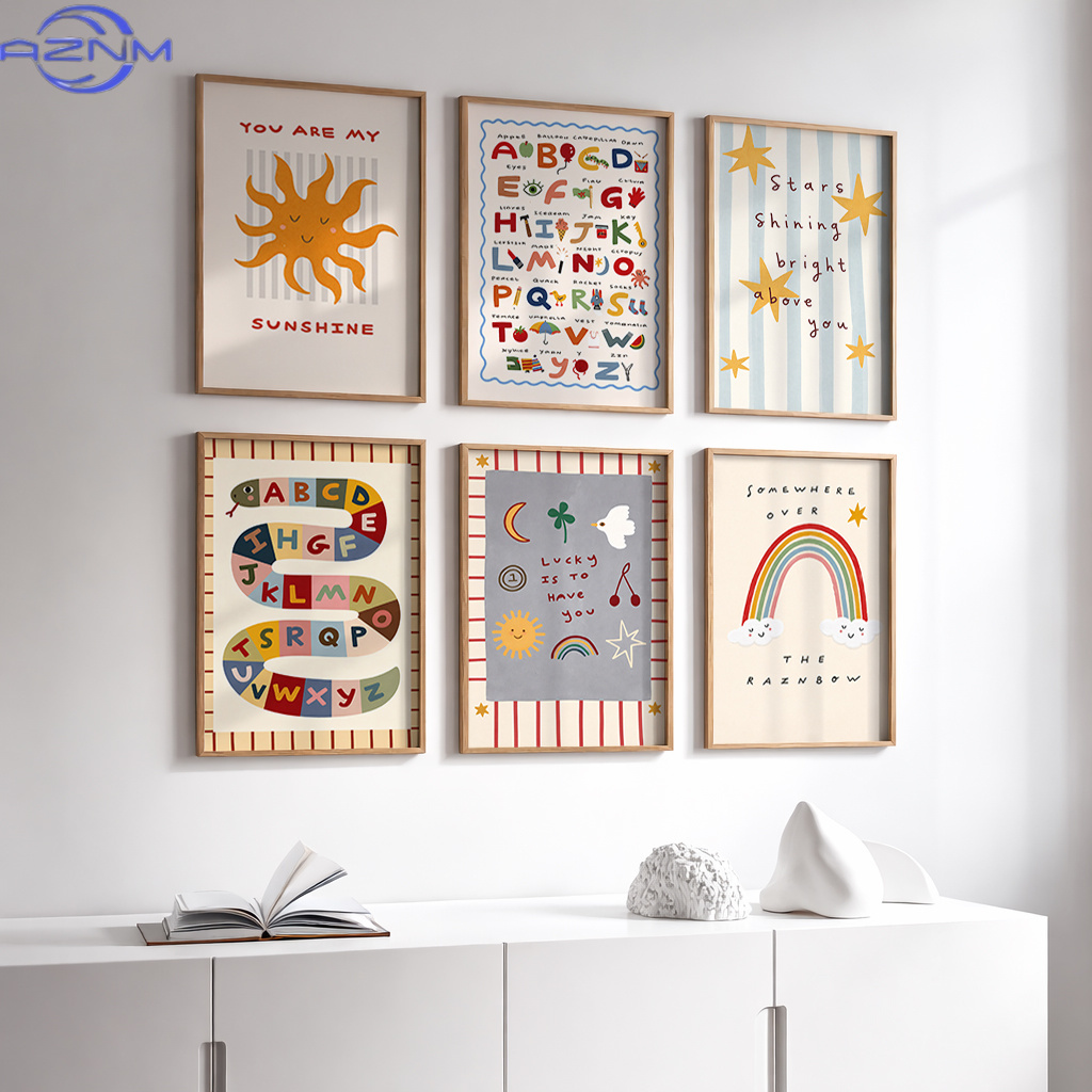 Set of 6 Canvas Poster Nursery - Inspirational Kids Education Quotes recension och pris