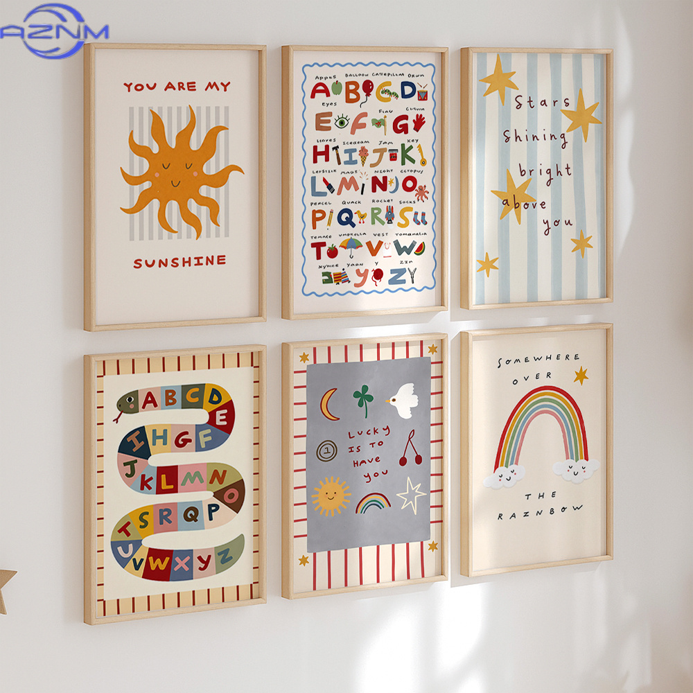 Set of 6 Canvas Poster Nursery - Inspirational Kids Education Quotes recension och pris