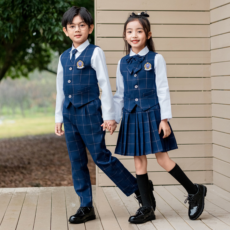 Kids British Plaid Vest Shirt  - Kids Education School recension och pris