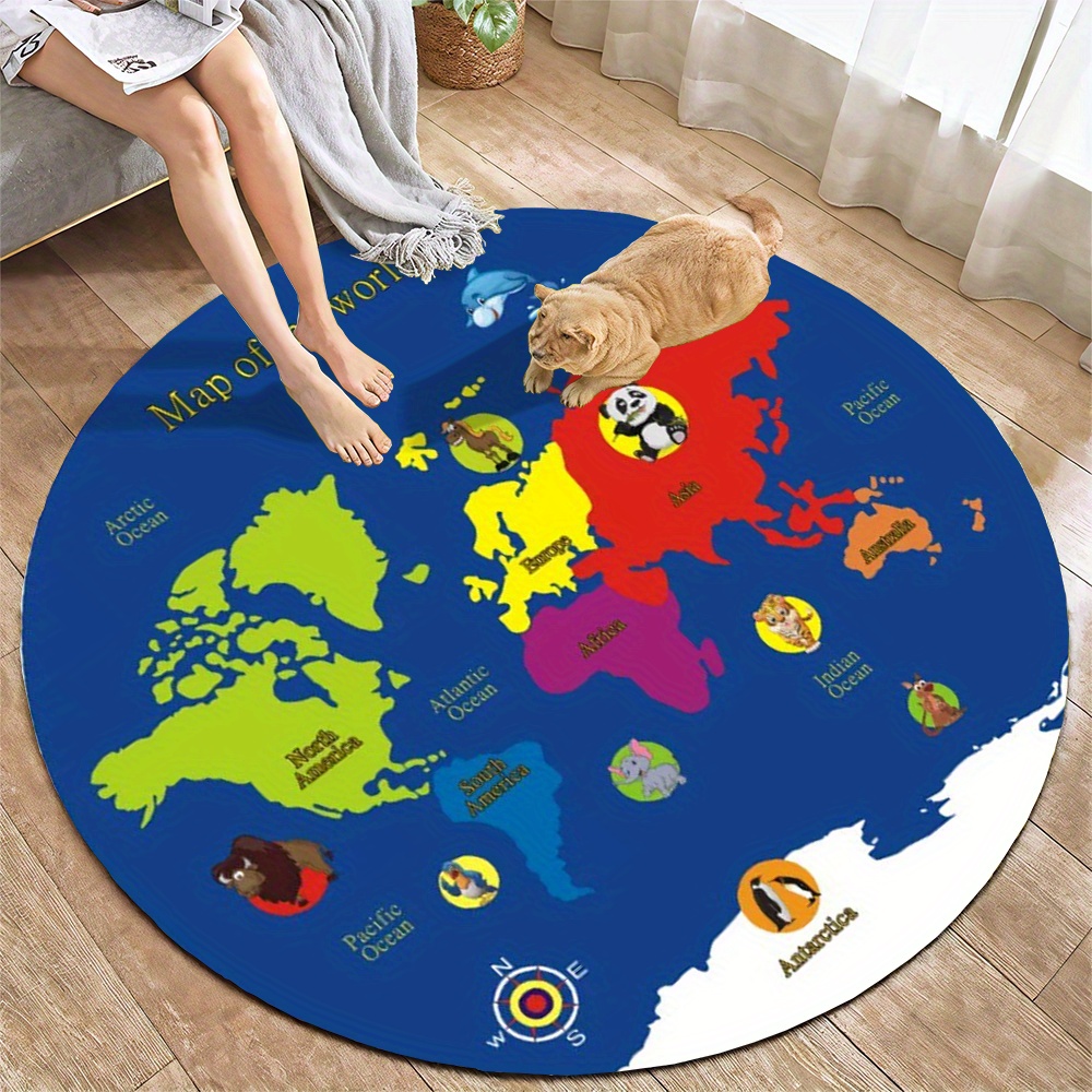 World Map Round Rug Flannel Ed - Kids Education World recension och pris