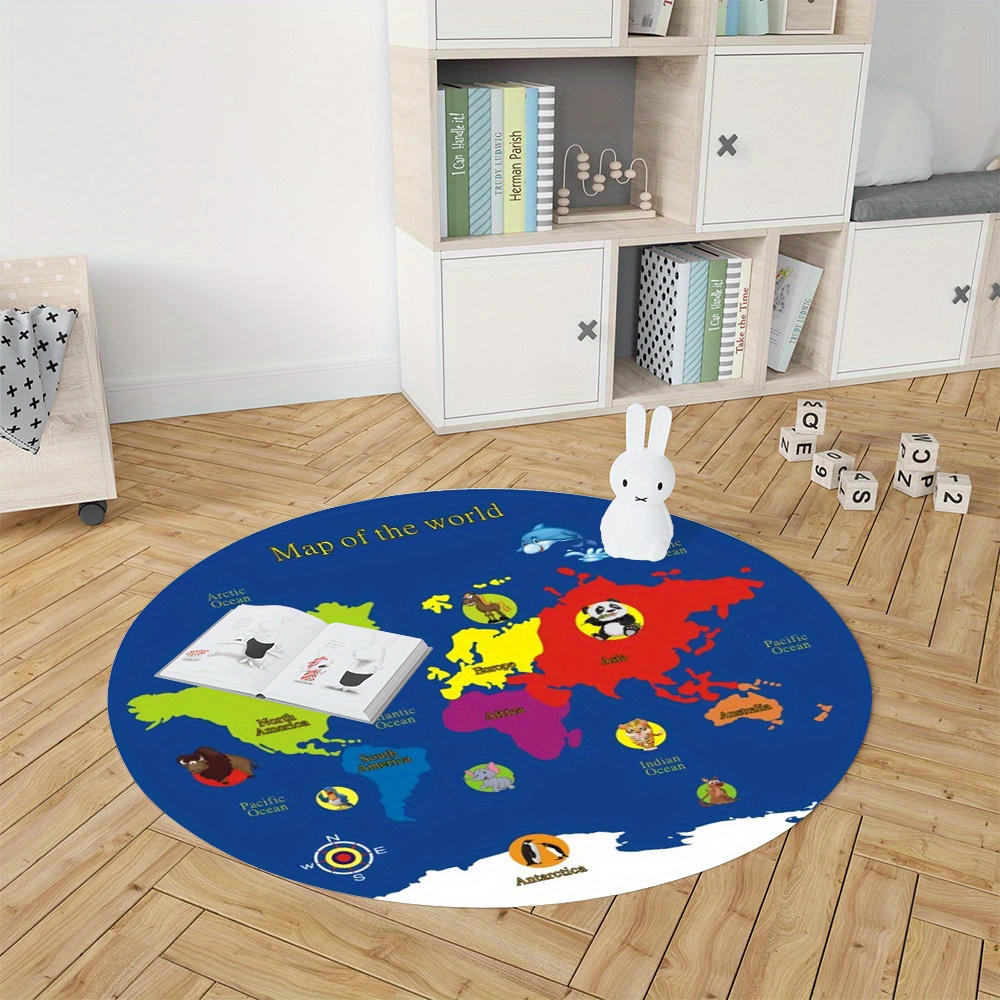 World Map Round Rug Flannel Ed - Kids Education World recension och pris