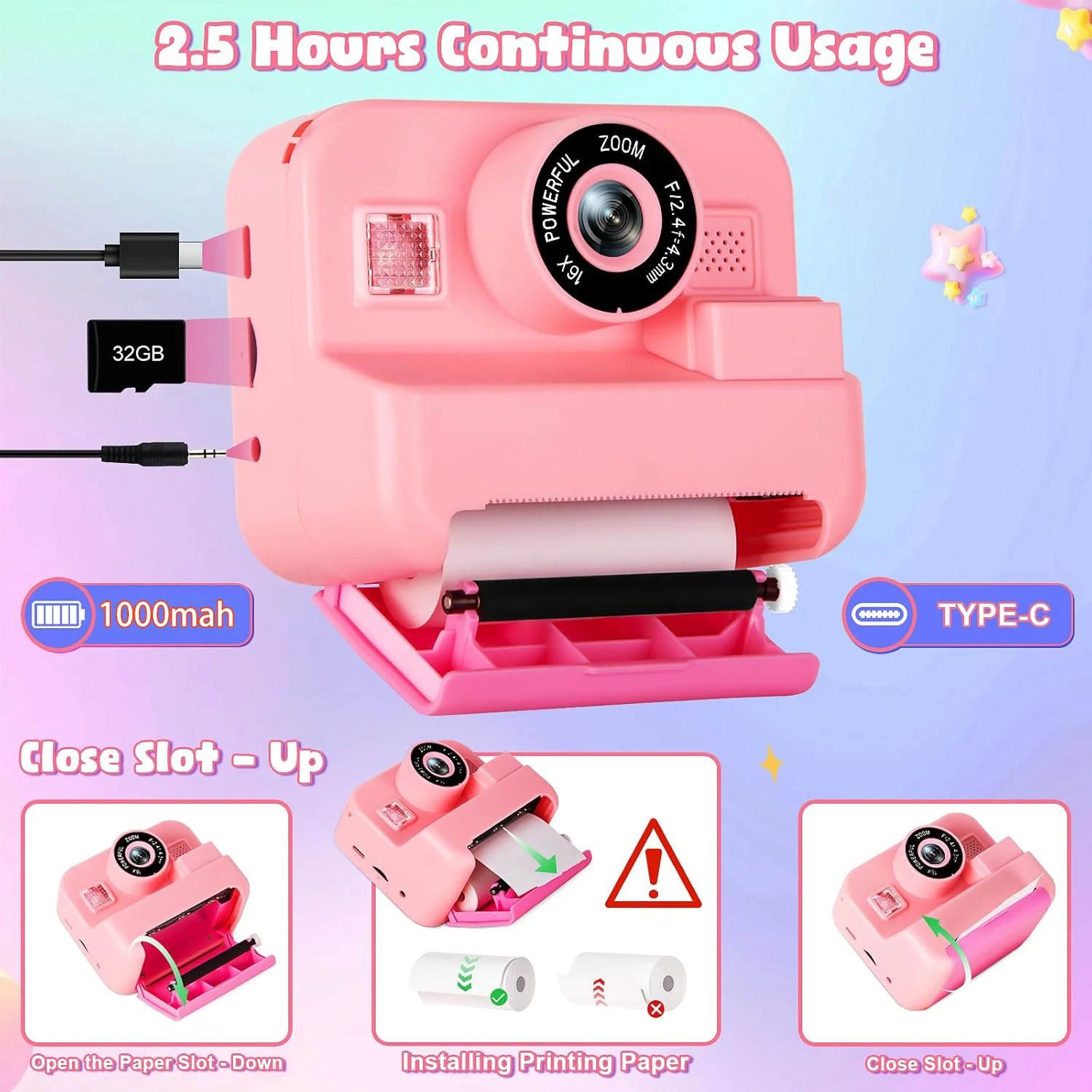 newInstant Print Camera With 3 - Kids Education News recension och pris